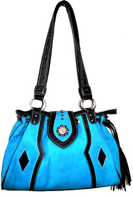 63% OFF on Saiva Western Style Studded With Rhinestones & Silver Tone Shoulder Bag Turquoise-57