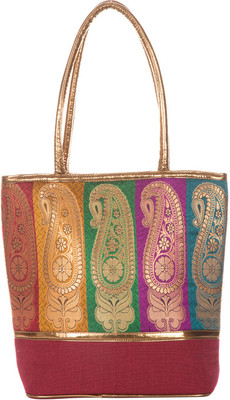 Jute Cottage Juco Banaras New Shoulder Bag Maroon
