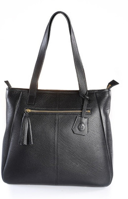 TLB Butter Leather Tasseled Hand-held Bag Ebony