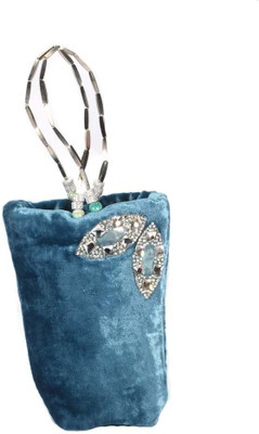 Arisha Kreation Co Elegant Decorated With White Swaroski Stones Leaf Motif Design Mobile Cover Pouch Potli Grey