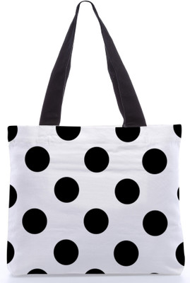 30% OFF on Snoogg Canvas Design Polka Dots Tote White, Black