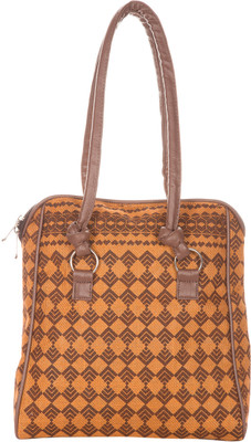 Jute Cottage Burfi Print Shoulder Bag Mustard Brown Jute Cottage Burfi Print Shoulder Bag Mustard Brown