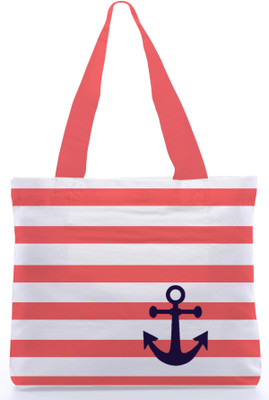 30% OFF on Snoogg Canvas Design Teenager Tote Tomato, White Stripes