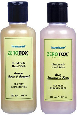 Healthbuddy Zerotox Handmade Rose Geranium & Honey And Orange, Lemon & Bergamot, 2 Pack Of 210 Ml Each Hand Wash (420 Ml)
