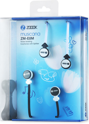 Zoook Noise Pair of 2 Noise-Isolating Earphones with Splitter Noise Isolating Earphone Wired Headphones (Black & White, In the Ear) 