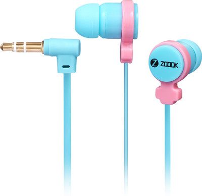 Zoook Noise Pair of 2 Noise-Isolating Earphones with Splitter Noise Isolating Earphone Wired Headphones (Pink & Light Blue, In the Ear) 