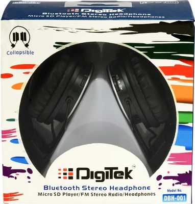 Digitek DBH-001 Stereo Dynamic Bluetooth Headphone Wireless Bluetooth Headphones (Black, Over the Ear) 