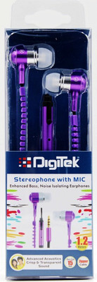 Digitek DE-301 Stereo Dynamic Zipper cable Wired Headphones (Purple, In the Ear) 