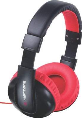 Manzana HangOn Noise Isolation Headphone With Mic Stereo Wired Headphones (Red+Black, Over the Ear) 