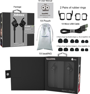Jabees BeaTing Wireless Bluetooth Headset (Black) 