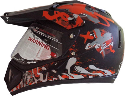 Vega Off Road Dull Shocker D/V Motorsports Helmet - M (Black, Orange)