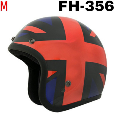 THH Fh-356 Open face England flag Black base Motorbike Helmet - M