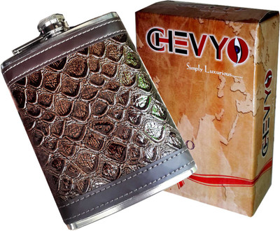 72% OFF on Chevyo Best Quality Imported Brown Leatherette Hip Flask 230 ml