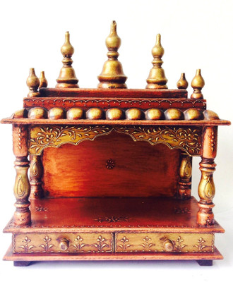 Shivay Arts Wooden Home Temple Brown, Copper Shivay Arts Wooden Home Temple Brown, Copper