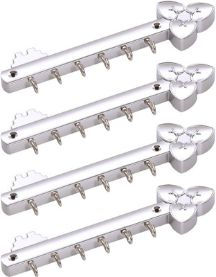 68% OFF on Doyours 4 Set Glossy Steel In Flower Design 6 - Pronged Hook Rail Steel Pack of 4