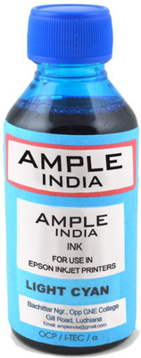 Ample India 100ML Compatible For Epson L100,L110,L200,L210,L300,L350,L355,L550,L555 Cyan Light Ink (Cyan Light)