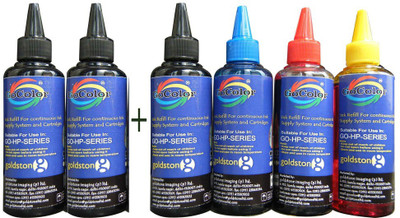 43% OFF on GoColor HP Premium Quality Inkjet Compatible Ink 100 ML X 4 Colours + 2 Black Extra (Dye Ink Combo) Black Ink 43% OFF on GoColor HP Premium Quality Inkjet Compatible Ink 100 ML X 4 Colours + 2 Black Extra (Dye Ink Combo) Black Ink