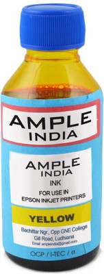 Ample India 100ML Compatible For Epson L100,L110,L200,L210,L300,L350,L355,L550,L555 Yellow Ink (Yellow)