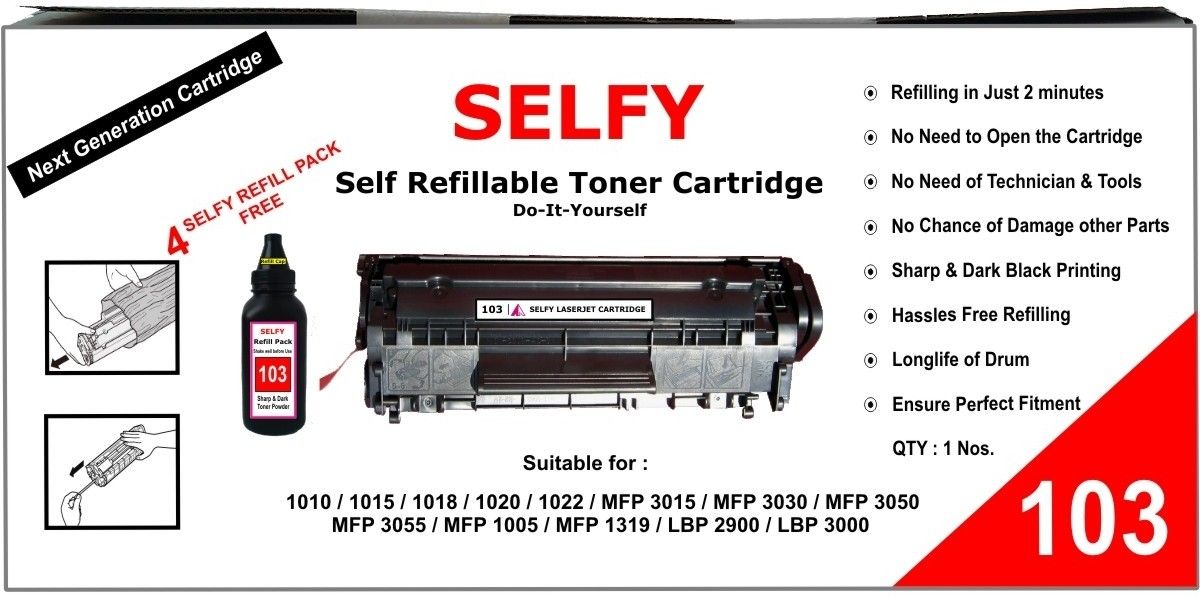 18% OFF on Selfy Self Refillable 103 Black Toner 18% OFF on Selfy Self Refillable 103 Black Toner