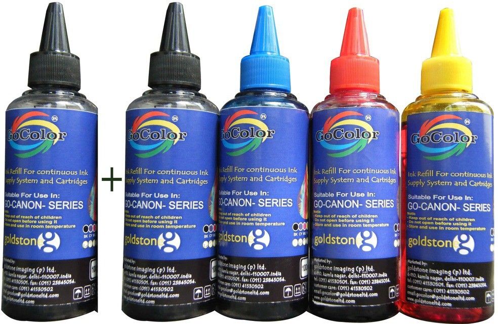 42% OFF on GoColor Canon Premium Quality Inkjet Compatible Ink 100 ML X 4 Colours + 1 Black Extra (Dye Ink Combo) Black Ink 42% OFF on GoColor Canon Premium Quality Inkjet Compatible Ink 100 ML X 4 Colours + 1 Black Extra (Dye Ink Combo) Black Ink