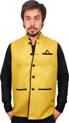 56% OFF on Front Look Sleeveless Solid Men's Nehru Jacket