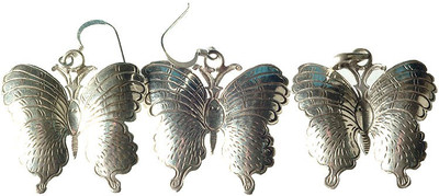 Exotic India Butterfly Sterling Silver Jewel Set Silver