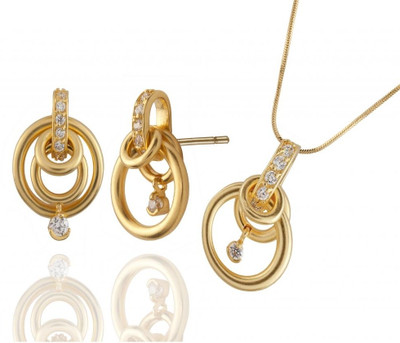 Siyora Designer Brass Jewel Set White Siyora Designer Brass Jewel Set White