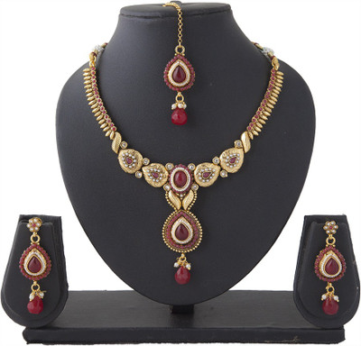 61% OFF on Aaina Necklace Fashion Copper Jewel Set Red