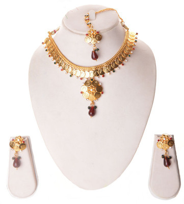 36% OFF on Damayanti Temple Pendant Alloy Jewel Set Gold, Brown