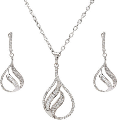 25% OFF on GemLN Sterling Silver Jewel Set White