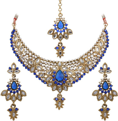 70% OFF on Vendee Fashion Symbol Luxury Zinc Jewel Set Blue