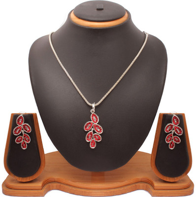 60% OFF on Vendee Fashion Leafy Design Zinc Jewel Set Red, Silver