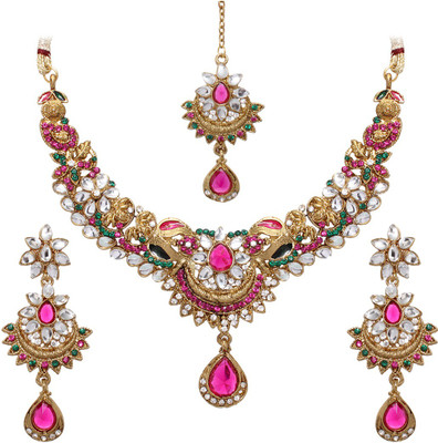 70% OFF on Vendee Fashion Crafted Elegance Zinc Jewel Set Pink, Green