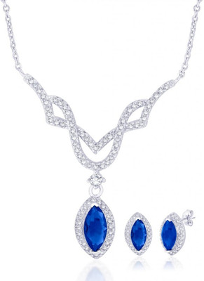 24% OFF on Taraash Designer CZ Sterling Silver Jewel Set Blue, White