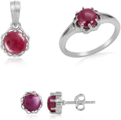 30% OFF on RosesNRibbons Flower-framed Gem Sterling Silver Jewel Set Silver