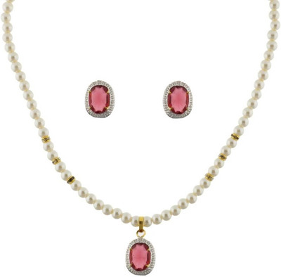 Abhushan Pearl Alloy Jewel Set White Abhushan Pearl Alloy Jewel Set White