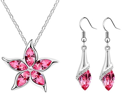 50% OFF on Crunchy Fashion Valentine Special Flower Power Alloy Jewel Set Pink, Silver