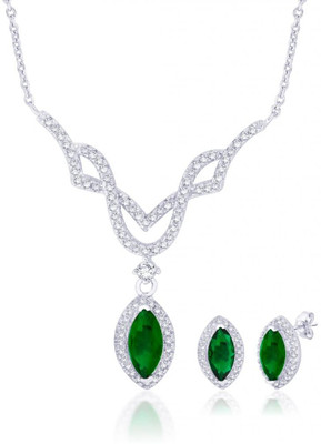 25% OFF on Taraash Elegant CZ Sterling Silver Jewel Set Green, White