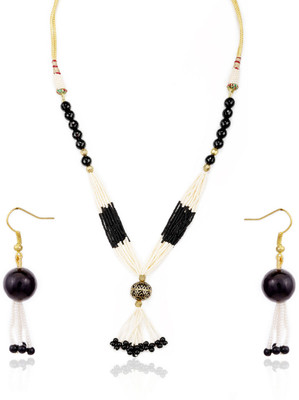 17% OFF on Aapno Rajasthan Glass Jewel Set White, Black 17% OFF on Aapno Rajasthan Glass Jewel Set White, Black