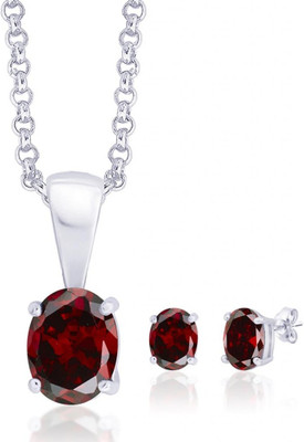 10% OFF on Taraash Oval CZ Sterling Silver Jewel Set Red