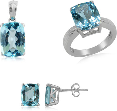 32% OFF on RosesNRibbons Blue Sparkles Sterling Silver Jewel Set Silver