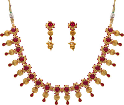 24% OFF on Pearls Cart Kempu Stone Studded Traditional Necklace Alloy Jewel Set Red, Gold 24% OFF on Pearls Cart Kempu Stone Studded Traditional Necklace Alloy Jewel Set Red, Gold