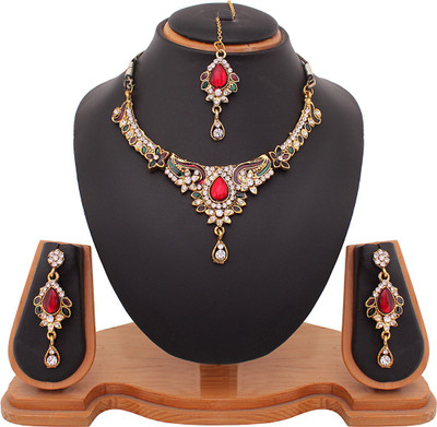 69% OFF on Vendee Fashion Elegant Dazzling Alloy Jewel Set Maroon, Green