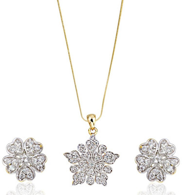 Siyora Designer Brass Jewel Set White