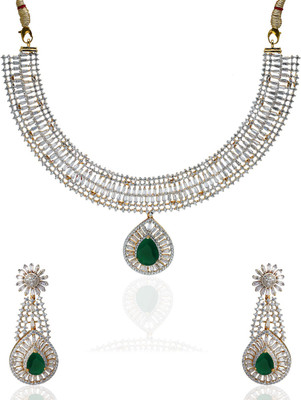 25% OFF on Alysa Benedetta Copper, Brass Jewel Set Green, Silver