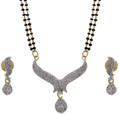 25% OFF on Pearls Cart Ad Stone Studded Cubic Zirconia Alloy Jewel Set White, Gold