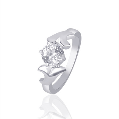71% OFF on VK Jewels Leafy Solitaire Rhodium Plated Alloy Cubic Zirconia K Ring