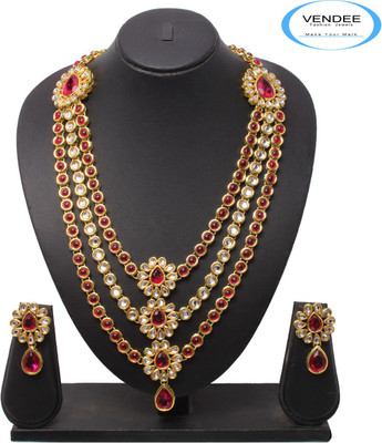 69% OFF on Vendee Fashion 3 Strings Alloy Jewel Set Maroon
