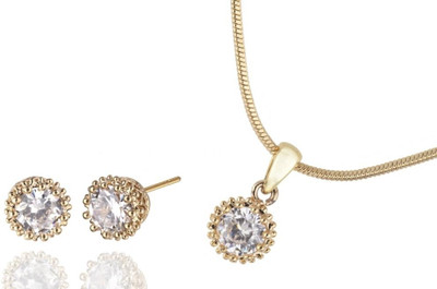 Siyora Designer Brass Jewel Set White