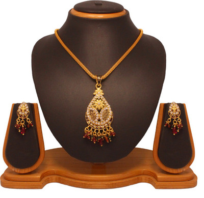 70% OFF on Vendee Fashion Unique Design Brass Jewel Set Maroon, Green